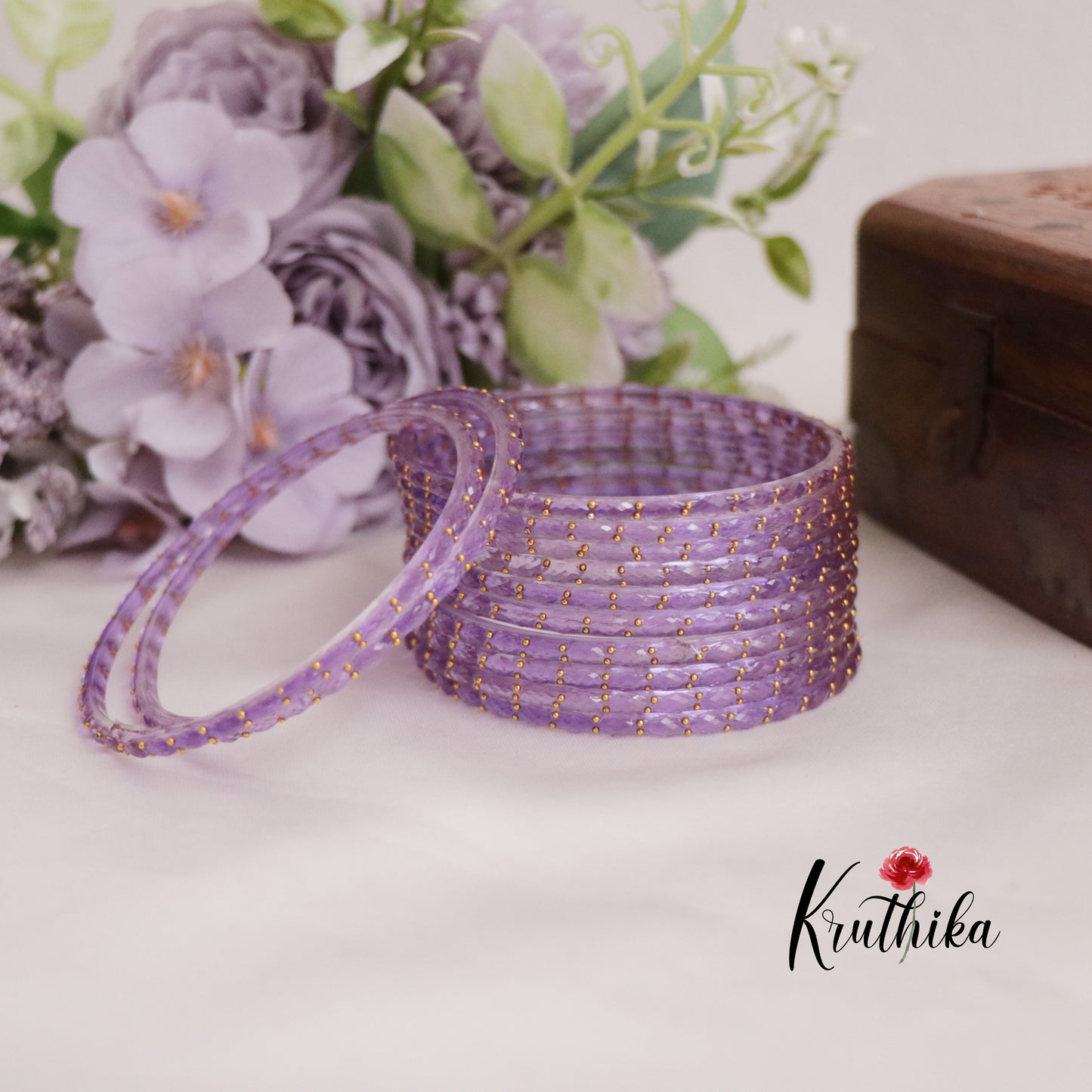 Trendy Handcrafted Glass Bangles B263 (Set of 12 Bangles)