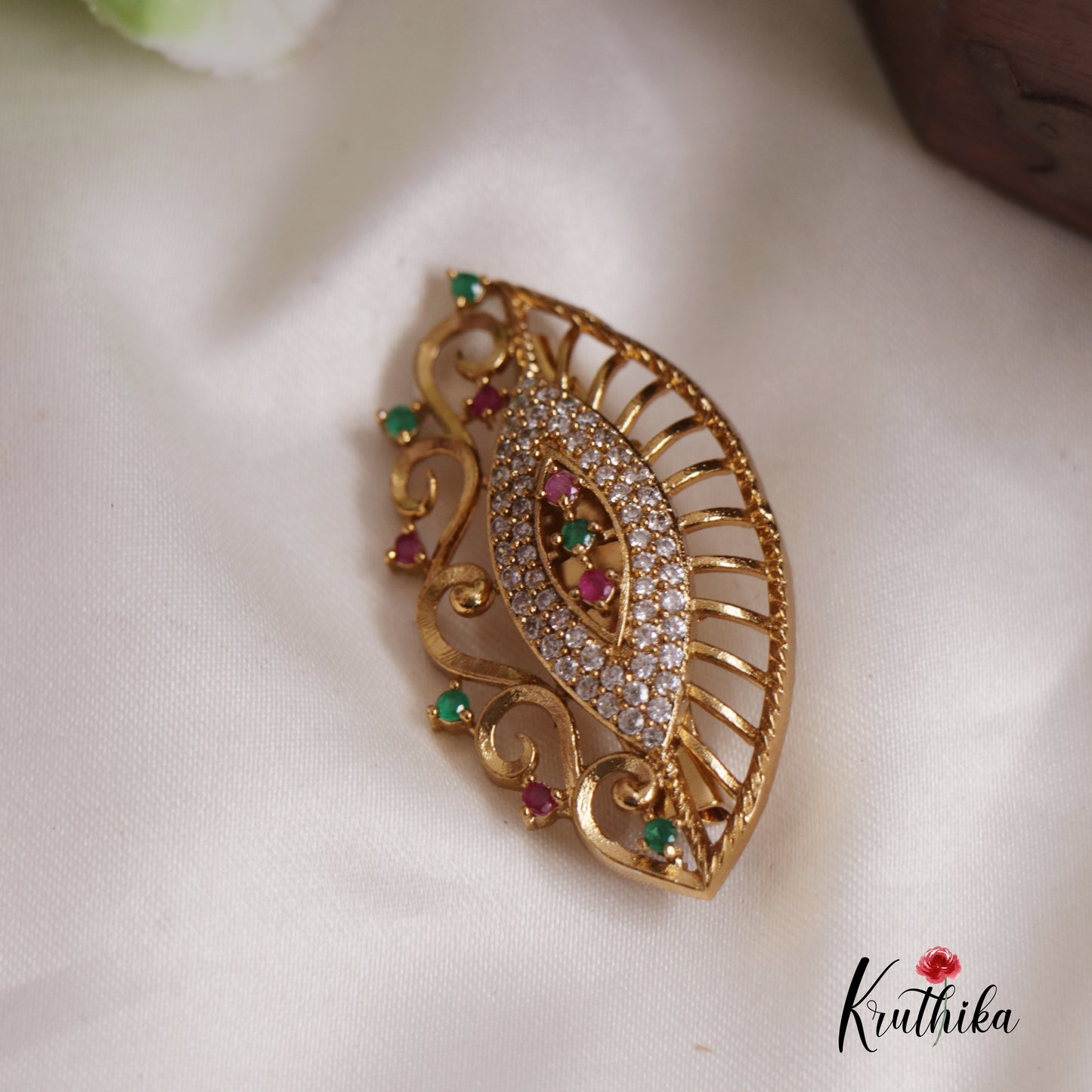 Classy CZ Leaf Trendy Saree Pin SP33