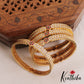 Gorgeous Floral Motifs Gold-Tone AD Bangles B506 (Set of 4 Bangles)