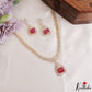 Pretty Floral Geometric Motifs CZ Victorian Necklace NC3265 (Available In 3 Colors)