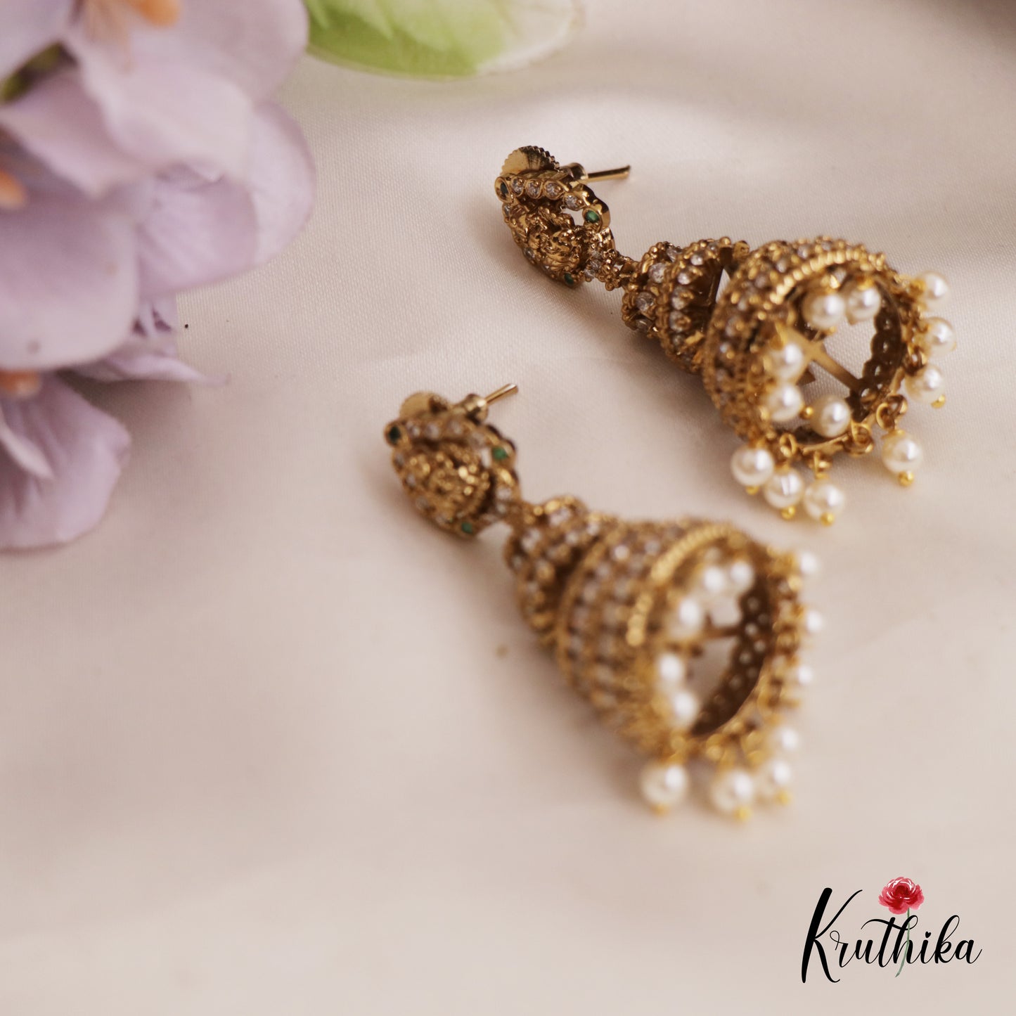 Gorgeous Antique Lakshmi Motifs Multi Layered Jhumka E992 (Available In 2 Colors)