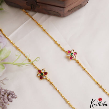Pretty Floral Pendant Jadau Anklets A67