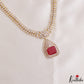 Pretty Floral Geometric Motifs CZ Victorian Necklace NC3265 (Available In 3 Colors)