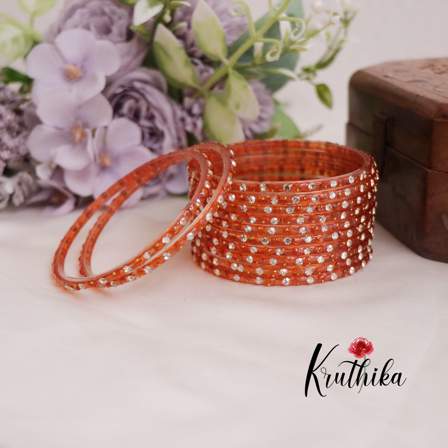 Pretty Handcrafted Glass Bangles B264 (Set of 12 Bangles)