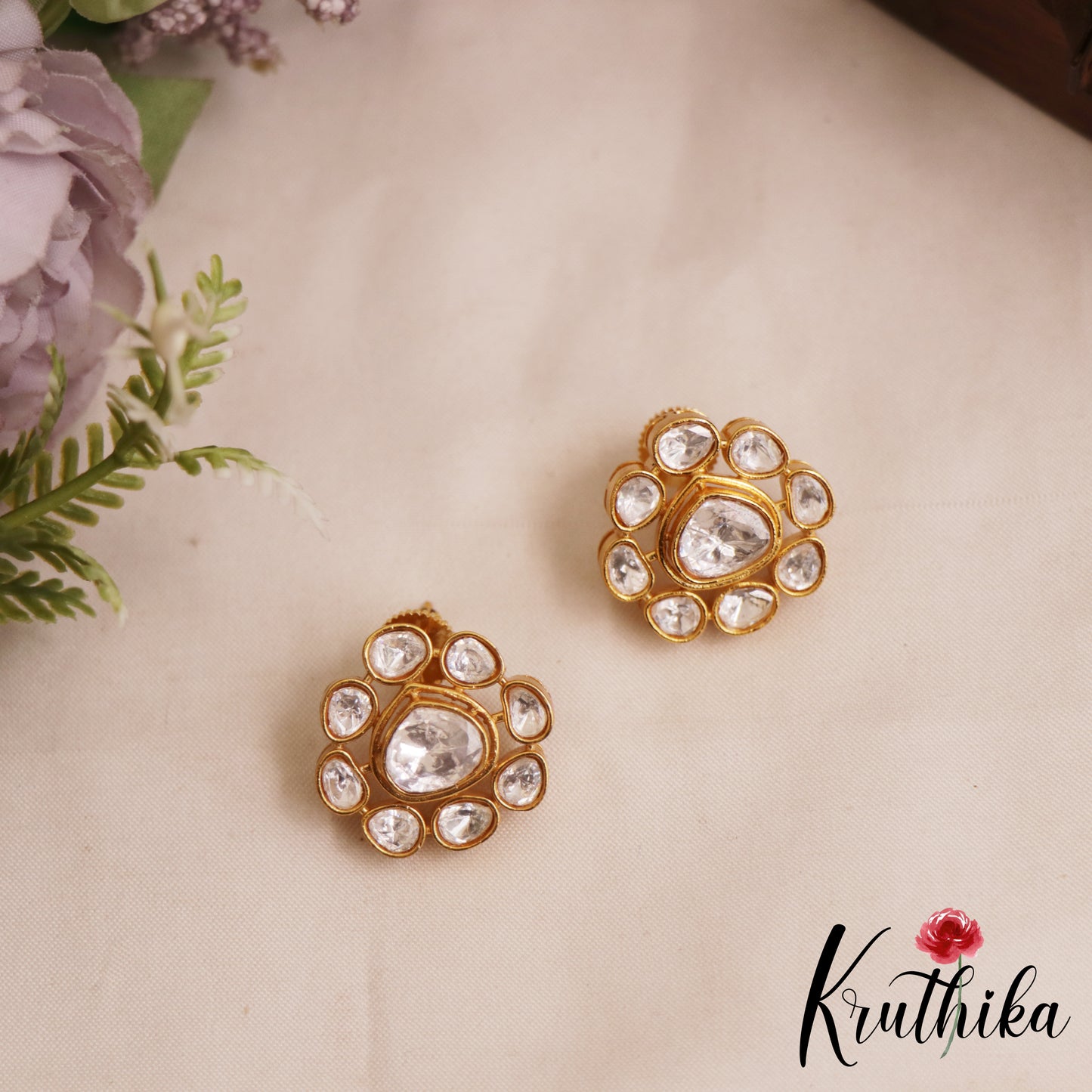 Pretty Floral Peacock Motifs Polki Victorian Pendant Set PS287 (Available In 4 Colors)