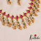 Pretty Teardrop Motifs Jadau Necklace With Bead Drops NC2861