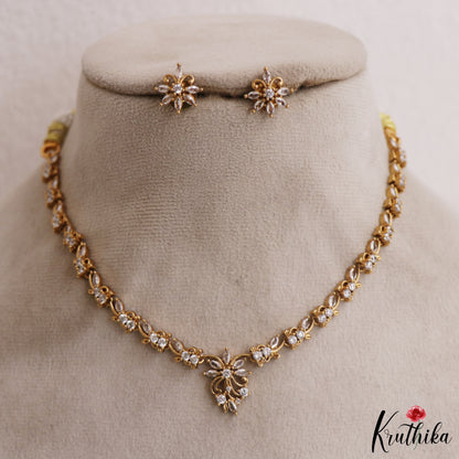 Elegant Floral Motifs Gold-Tone AD Necklace NC2982 (Available 3 Colors)