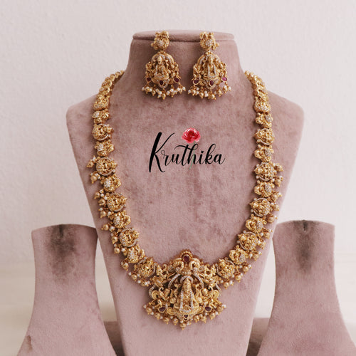 Gorgeous Lakshmi Haaram with Golden Beads LH1871