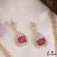 Pretty Floral Geometric Motifs CZ Victorian Necklace NC3265 (Available In 3 Colors)