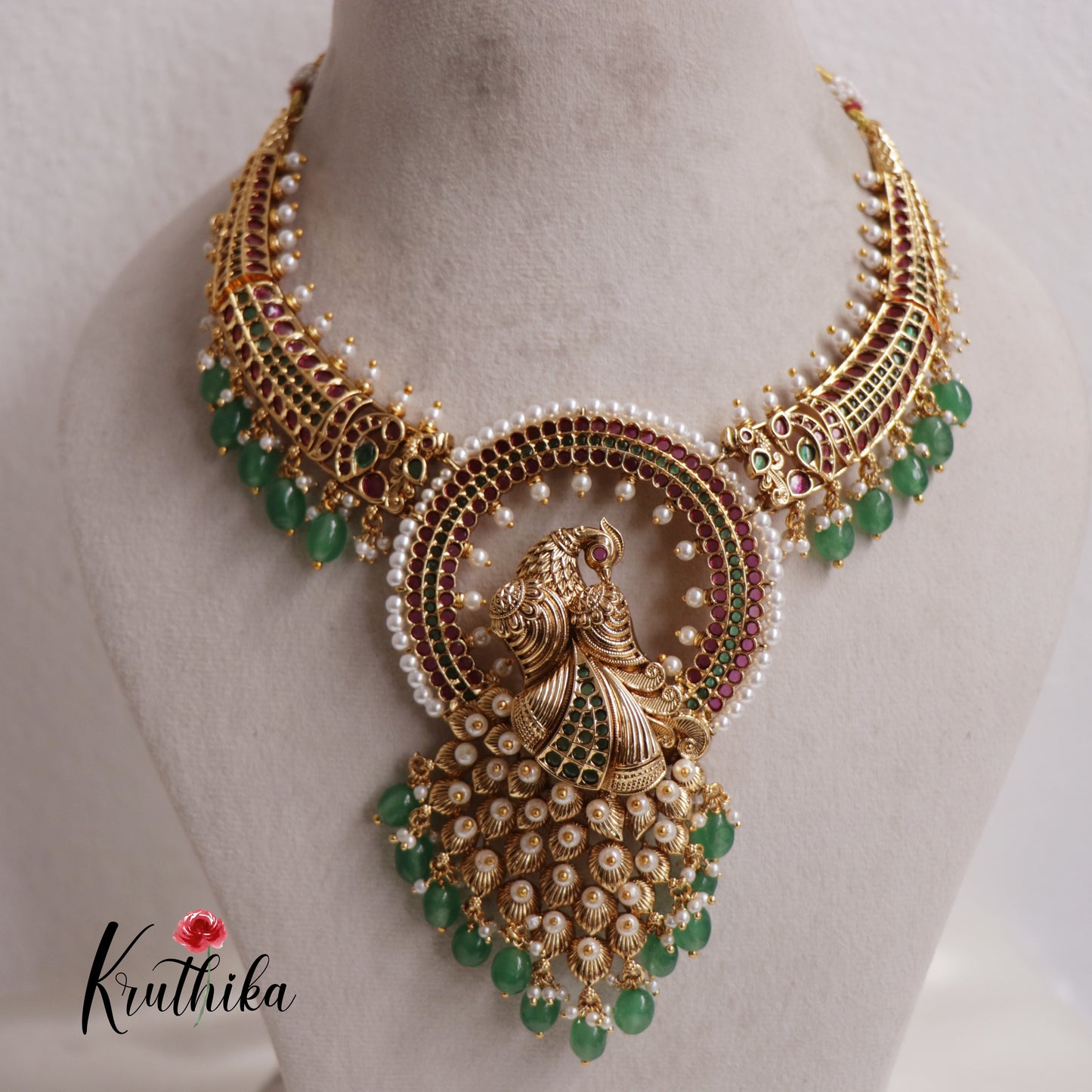 Stunning Peacock Kemp Necklace NC2505 ( Available in 2 Colours)