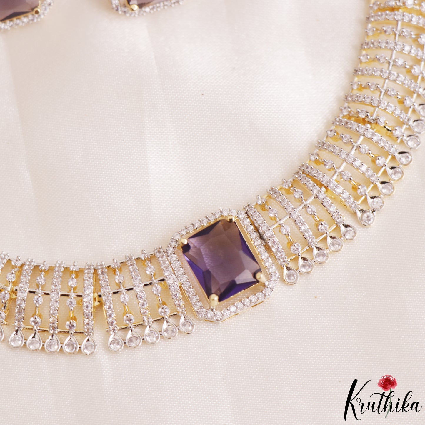 Sparkling Square Motifs CZ Victorian Hasli Choker NC3155 (Available In 3 Colors)