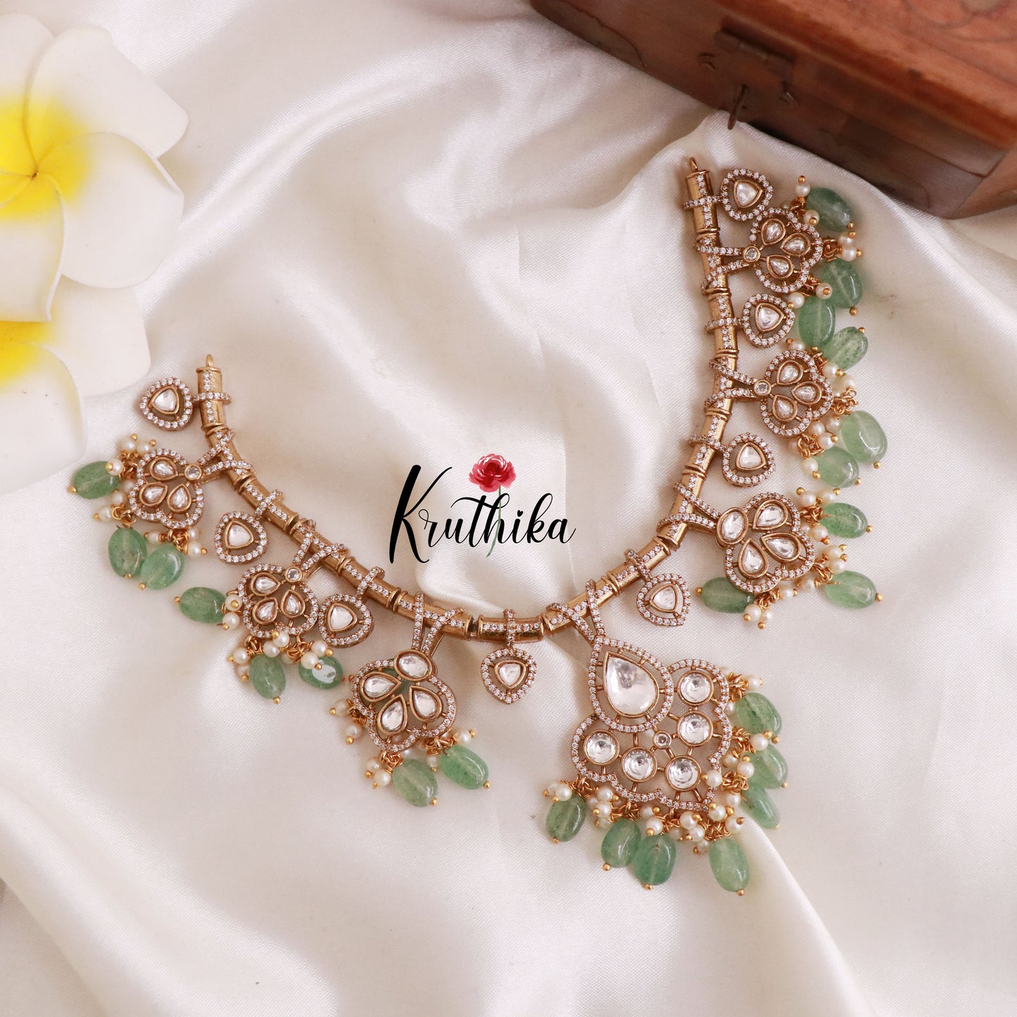 Trendy AD/Victorian Hasli-Pastel Green Beads NC1558