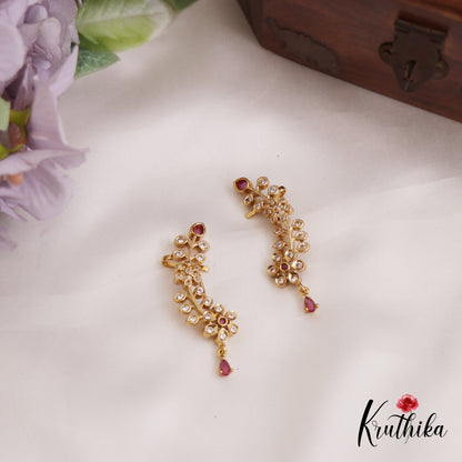 Elegant Floral Motifs AD Earcuff E922 (Available In 3 Colors)