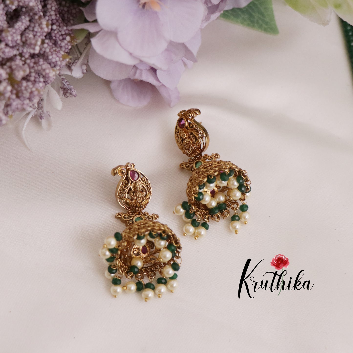 Premium Kemp Lakshmi Devi Pendant Beads Haaram LH1949