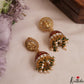 Stunning Antique Lakshmi Motifs Jadau Jhumkas With Pearl Bead Drops E1143