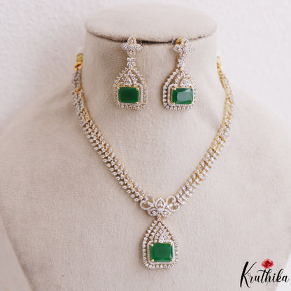 Pretty Floral Geometric Motifs CZ Victorian Necklace NC3265 (Available In 3 Colors)
