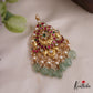 Beautiful Floral Peacock Motifs Jadau Pendant With Pearl And Bead Drops PS261