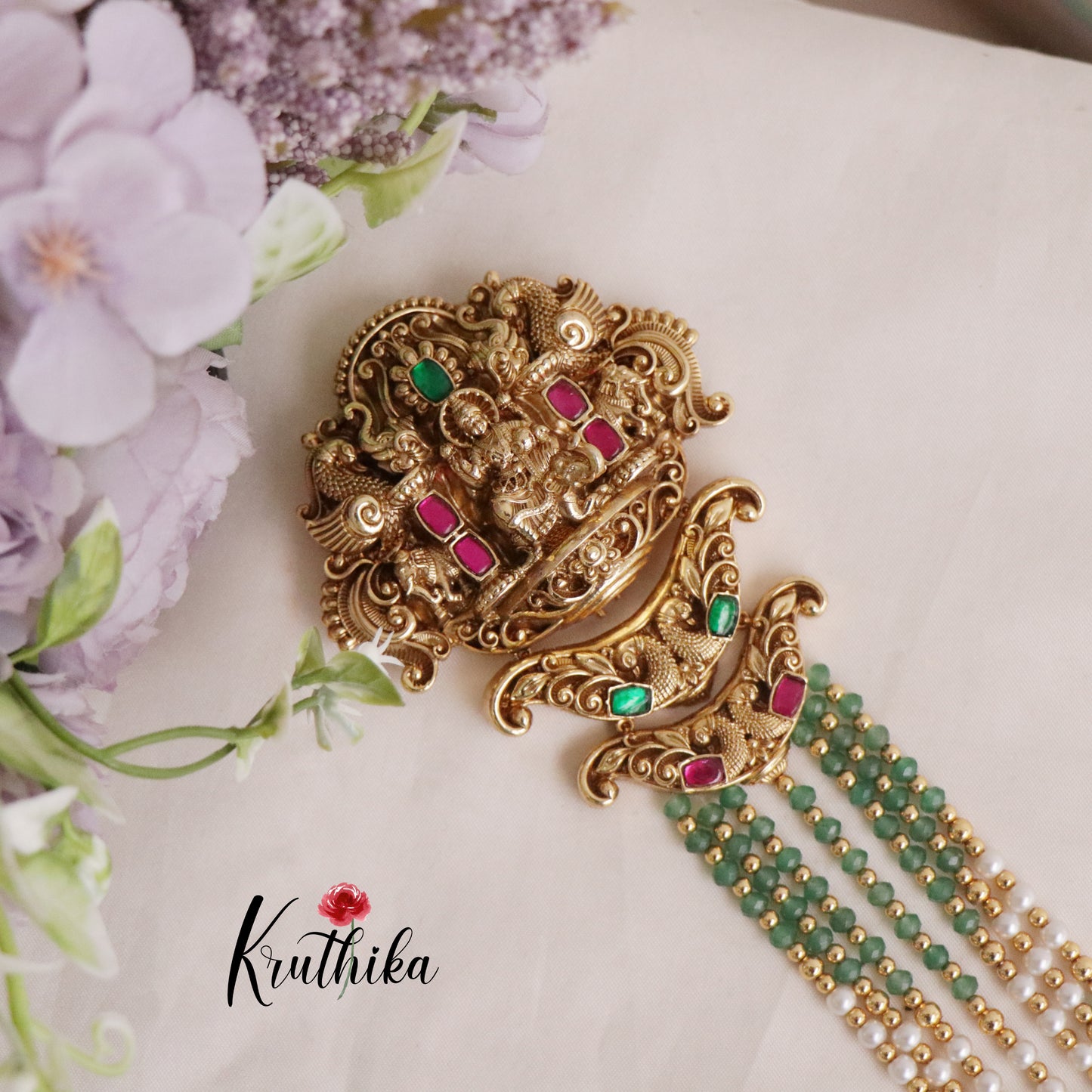 Beautiful Temple Lakshmi Long Jadau Jada Billa 28 Inch J191