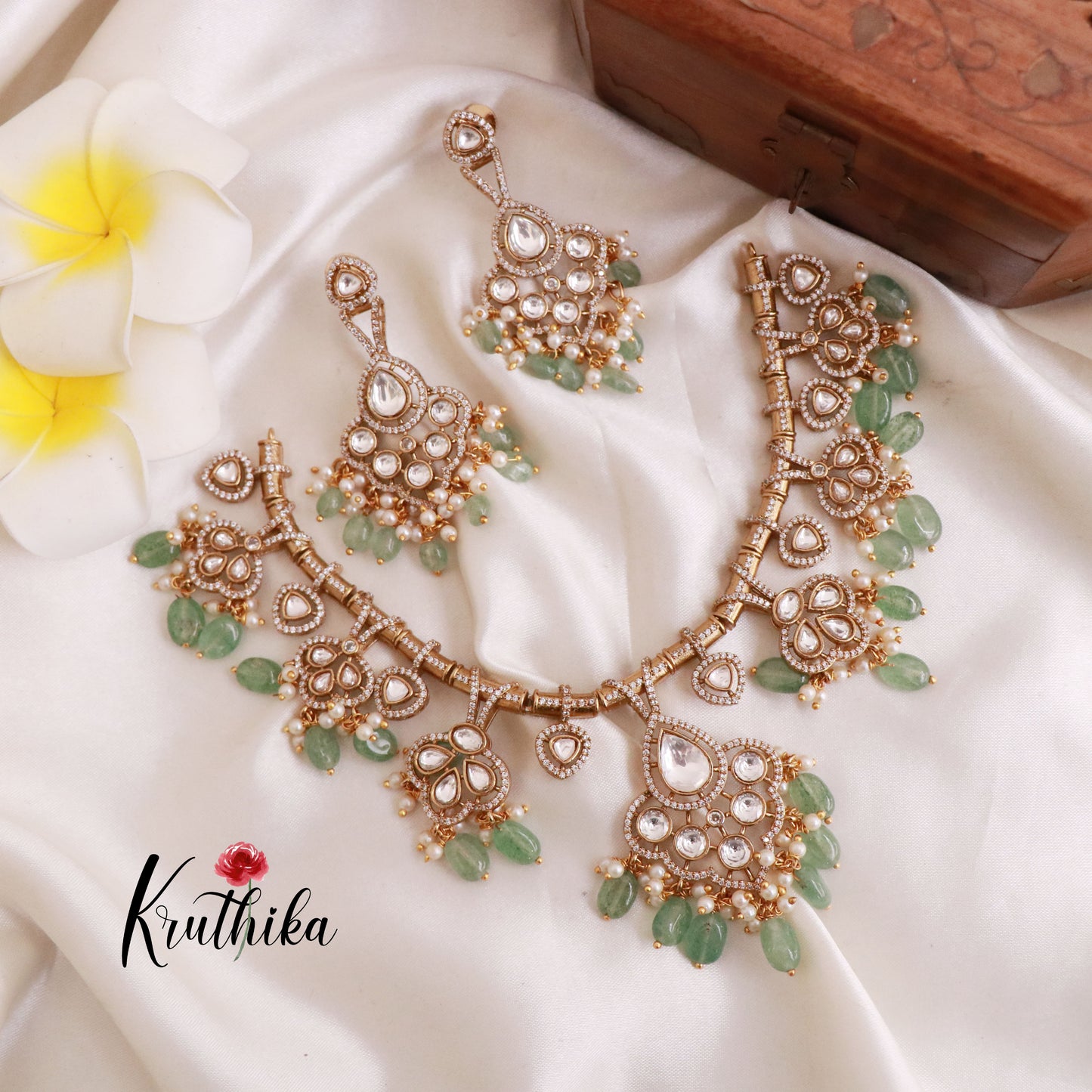 Trendy AD/Victorian Hasli-Pastel Green Beads NC1558
