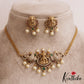 Classic Antique Lakshmi Peacock Motifs AD Choker With Pearl Drops NC2825