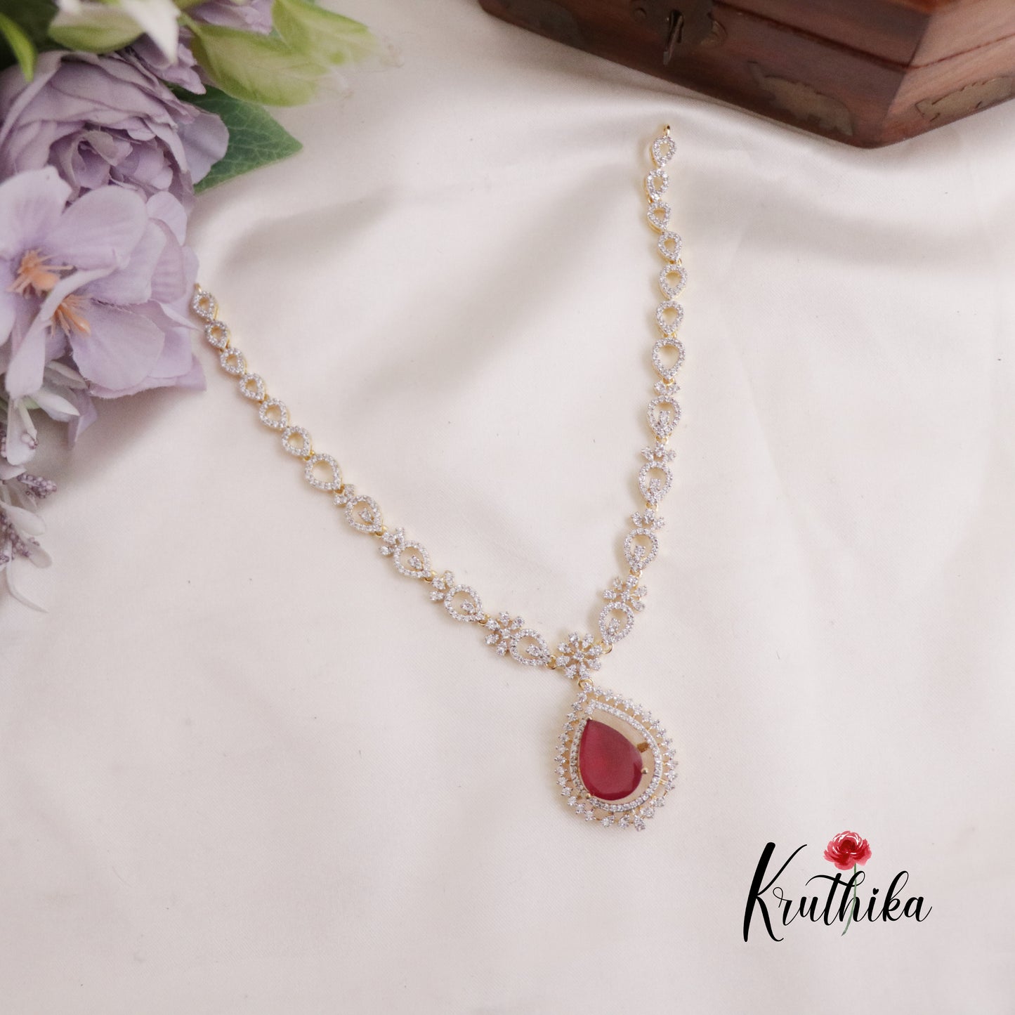 Classic CZ Sparkling Changeable Stones Victorian Necklace NC2280