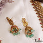 Gorgeous Antique Peacock Motifs Lakshmi Kasu Jadau Haaram With Green Bead Drops LH2124