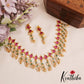 Pretty Teardrop Motifs Jadau Necklace With Bead Drops NC2861