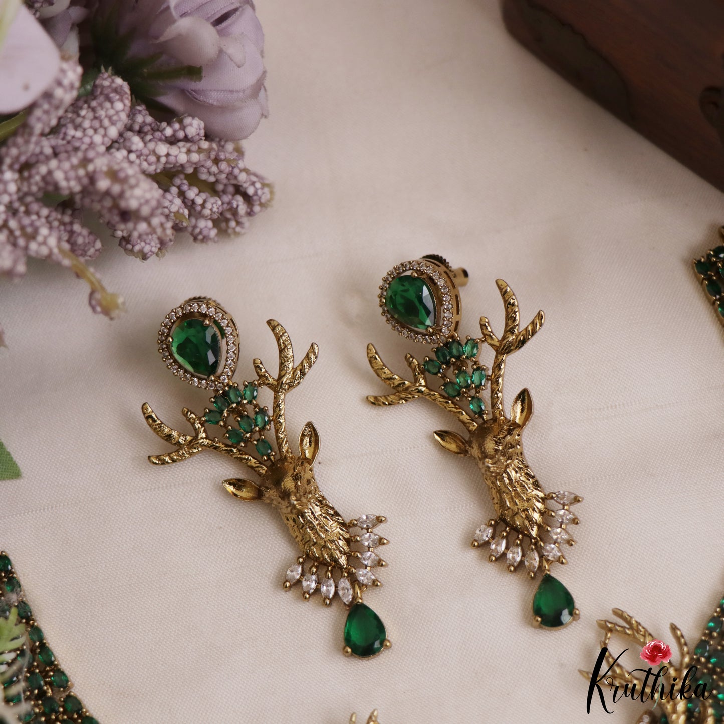Stunning Deer Motifs AD Victorian Choker NC2966 (Available In 2 Colors)