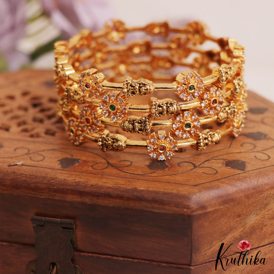 Beautiful Antique Lakshmi Floral Motifs Bangles B482 (Set of 4 Bangles)