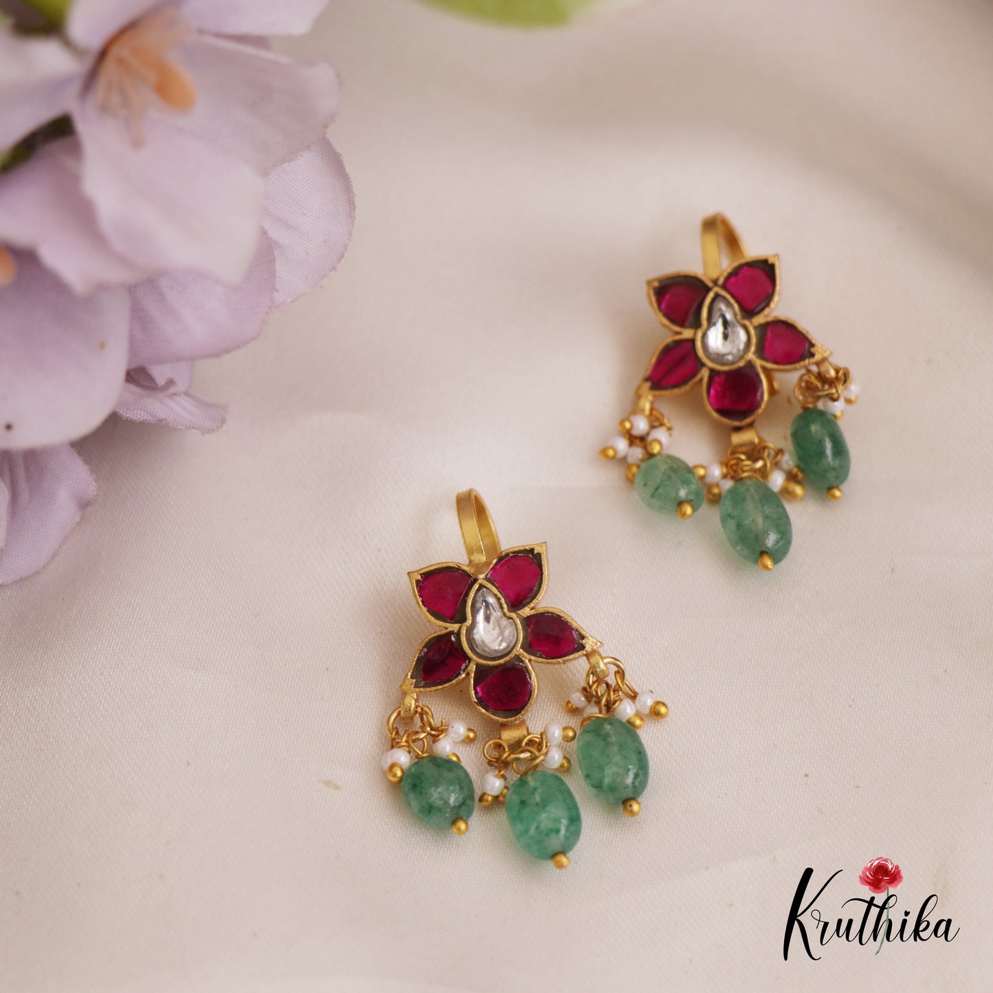 Simple Kemp Floral Motifs Earcuffs | Upper Earrings | Bugadi Earrings E945