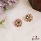 Simple Floral Gold-Tone Diamond-Finish AD Stud Earrings E1100