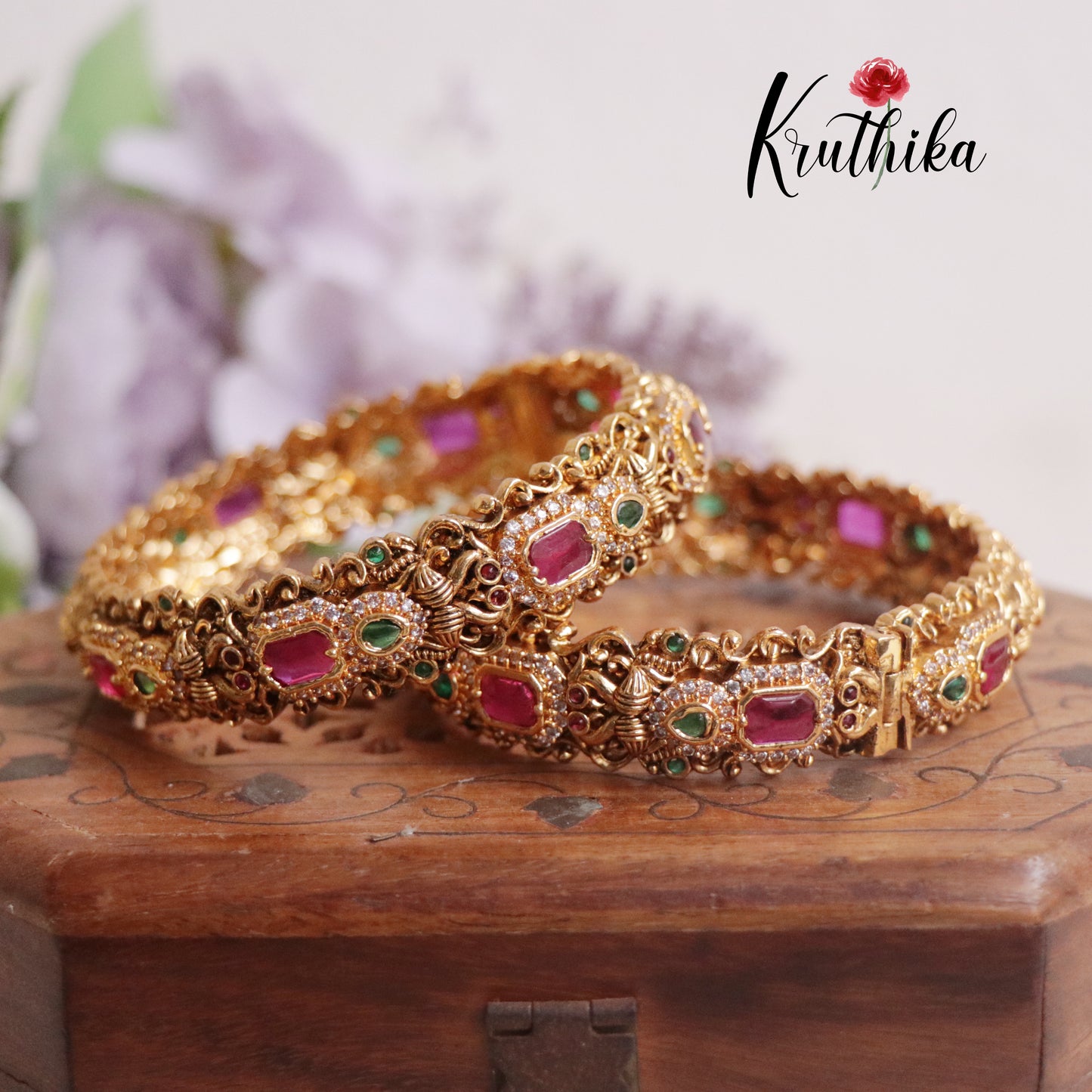 Beautiful AD Lakshmi Victorian Bangles B227