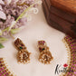 Premium Floral Peacock Motifs Kemp Necklace With Green Bead Drops NC2860