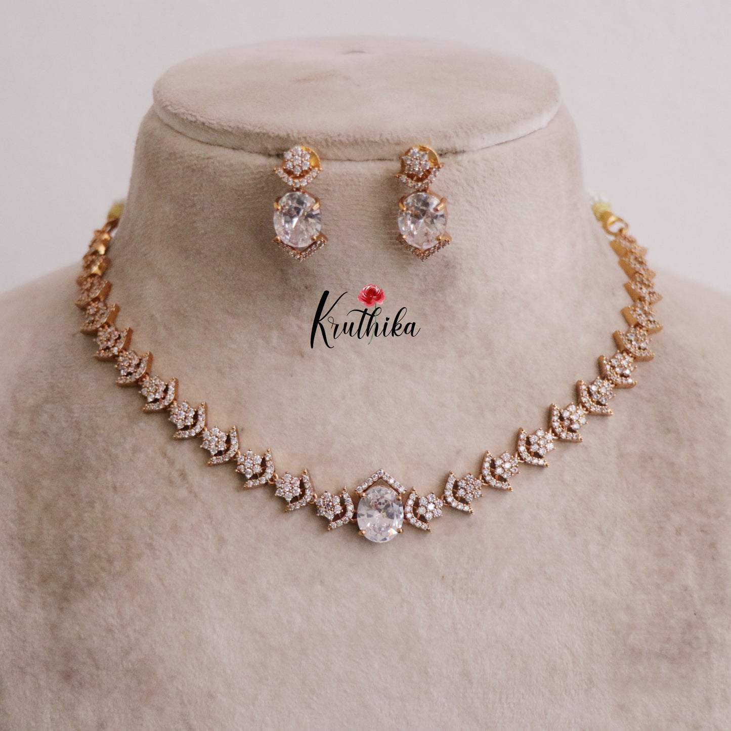 Beautiful CZ Oval Shape Pendant Necklace Sets NC2223 (Available in 3 Colors)