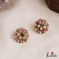 Simple Floral Gold-Tone Diamond-Finish AD Stud Earrings E1100