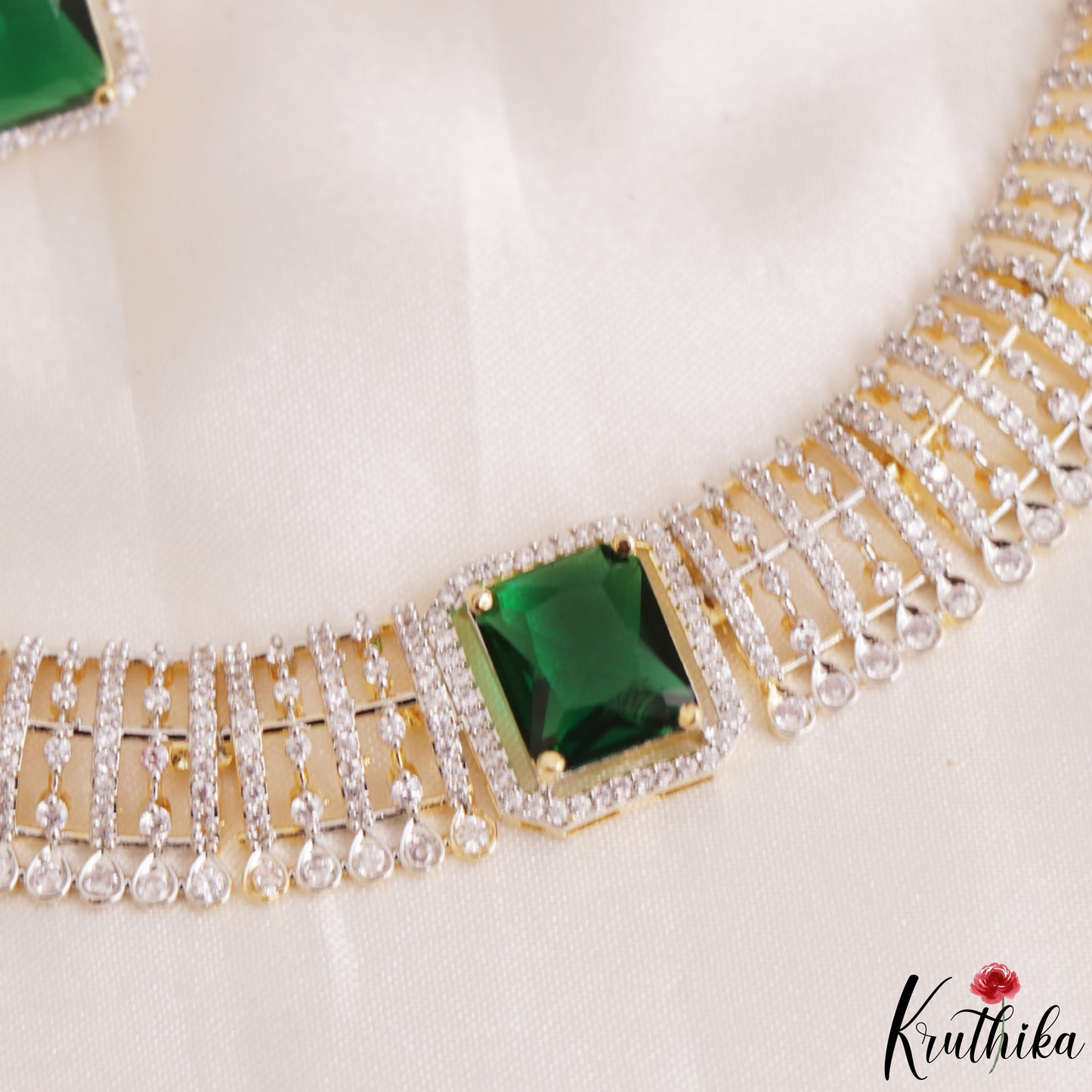 Sparkling Square Motifs CZ Victorian Hasli Choker NC3155 (Available In 3 Colors)