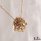 Beautiful Lakshmi Peacock Motifs CZ Polki Pendant Chain Set NC3106 (Available 2 Colors)