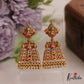 Gorgeous Hand painted Gopuram Jhumkas With Golden Bead Drops E904