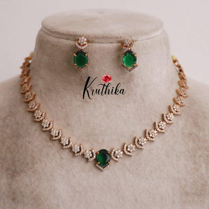 Beautiful CZ Oval Shape Pendant Necklace Sets NC2223 (Available in 3 Colors)