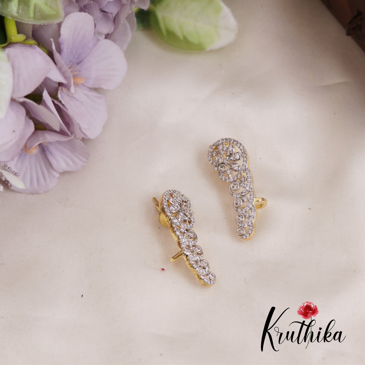 Classic AD Stone Geometric Ear Climbers E858