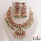 Stunning Peacock Floral Motifs Jadau Necklace With Pearl Bead Drops NC3144