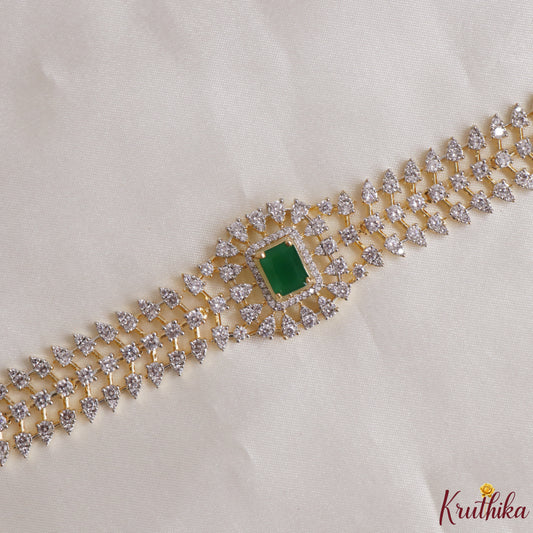 Simple CZ / AD Hip Chain V407 (Green)