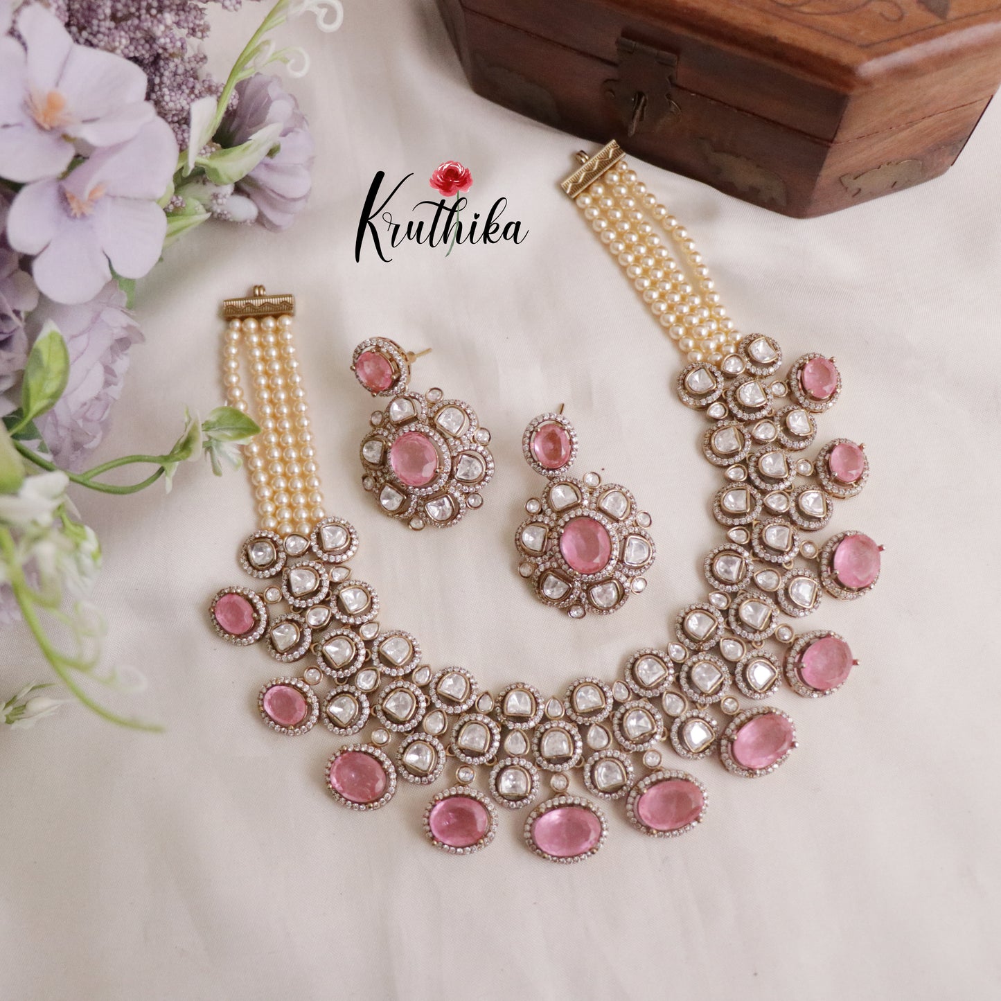 Royal Moissanite Victorian Pearls Choker NC2174