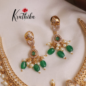 Pretty Lakshmi Hasli/Kanti with Green Beads NC1987