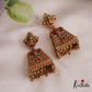Gorgeous Hand painted Gopuram Jhumkas With Golden Bead Drops E904
