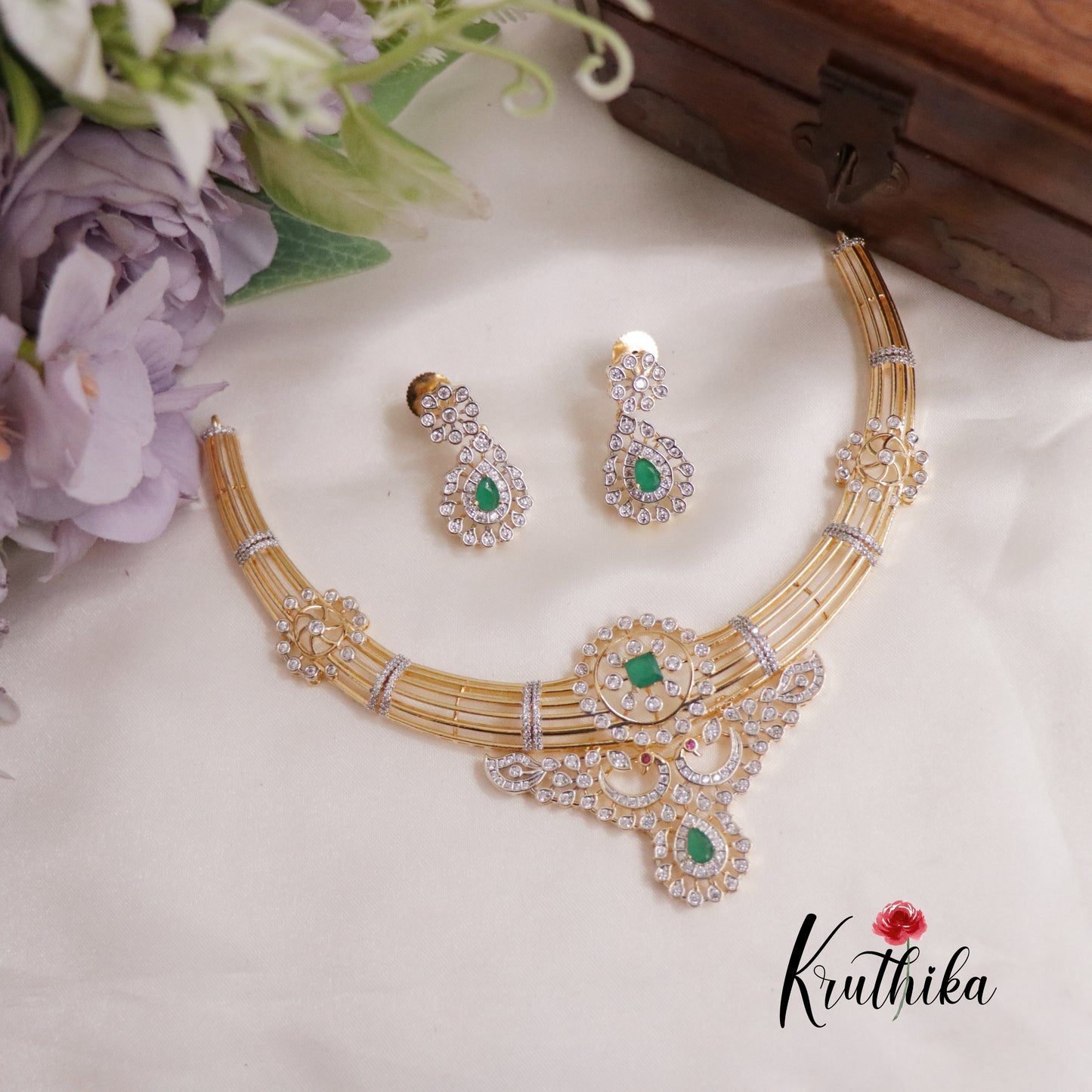 Trendy AD/ Victorian Peacock Hasli Necklace NC2250 (Available in 2 Colours)