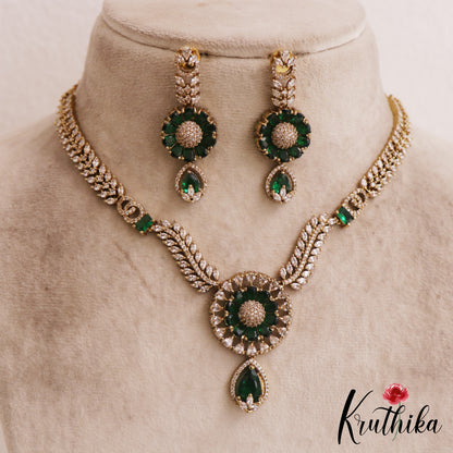 Beautiful Floral Leaf Motifs AD Necklace NC2810 (Available In 2 Colors)