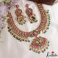 Stunning Peacock Floral Motifs Jadau Necklace With Pearl Bead Drops NC3144