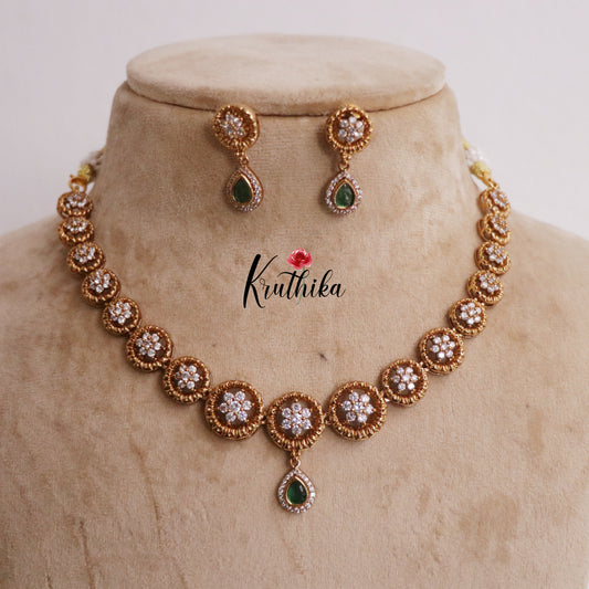 Simple CZ Sparkling Floral Necklace NC2242 (Available in 2 Colors)