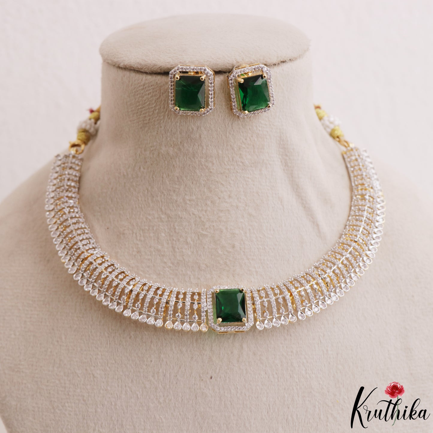 Sparkling Square Motifs CZ Victorian Hasli Choker NC3155 (Available In 3 Colors)